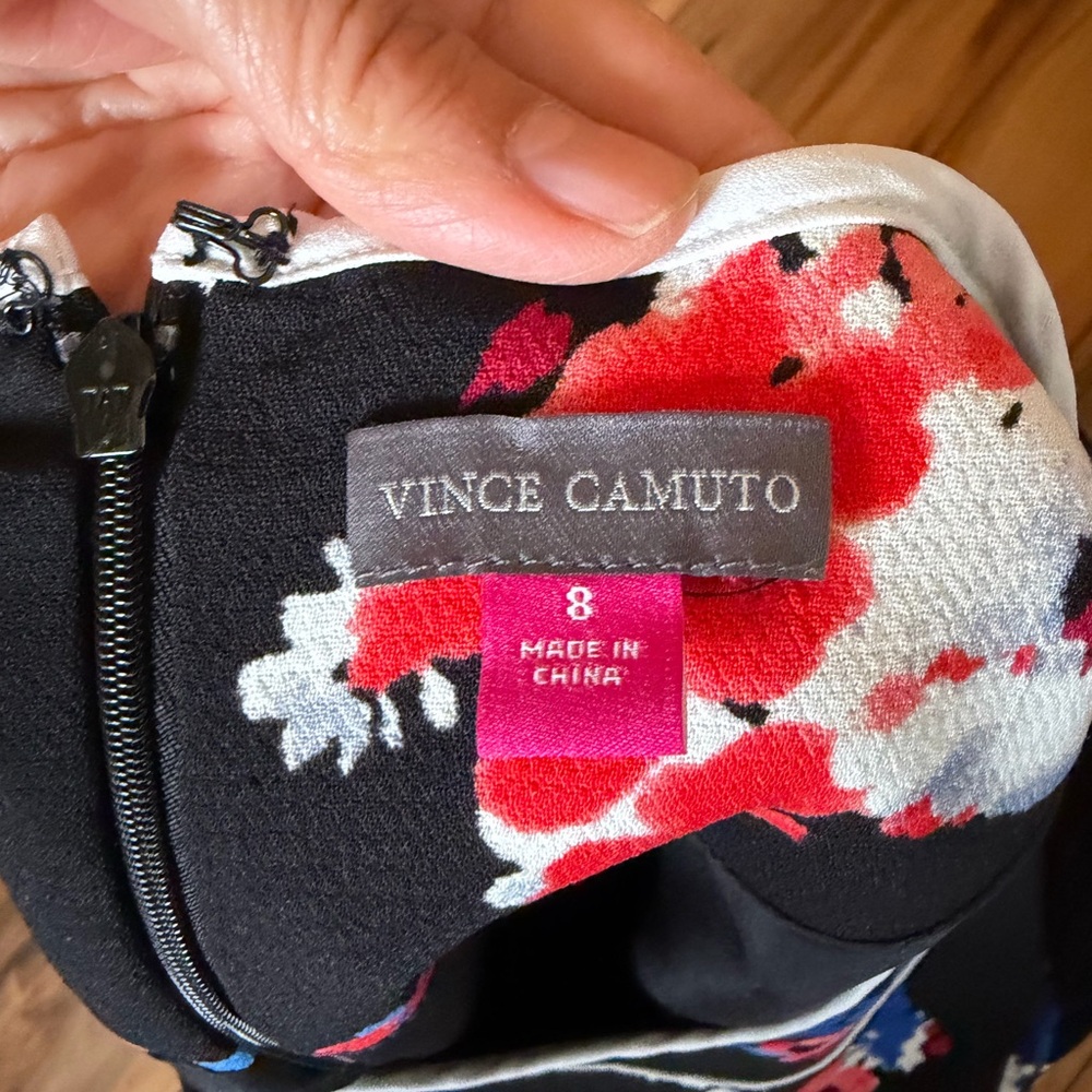 Vince Camuto Black Dress with Red and Blue Floral - Picture 8 of 10